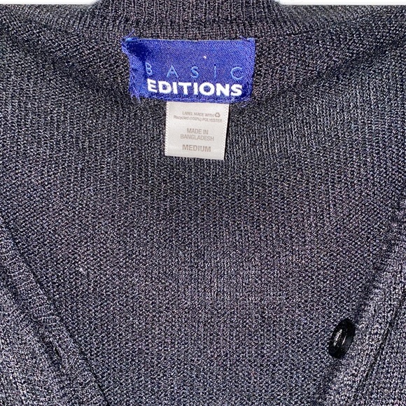 Black Cardigan Basic Edition Button Down Size Medium - Picture 4 of 6